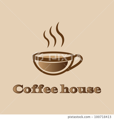 Card with cup of coffe and text on a brown background Card with cup of coffe and text on a brown background 100718413