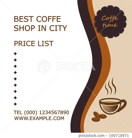 Card  with cup of coffe and text on an isolated  background 100718971