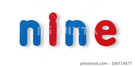 Nine word in coloured magnetic letters on white with clipping path concept Nine word in coloured magnetic letters on white with clipping path concept 100719877