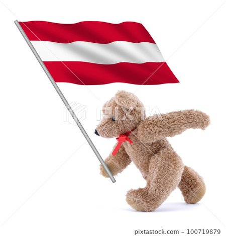 Austria flag being carried by a cute teddy bear Austria flag being carried by a cute teddy bear 100719879