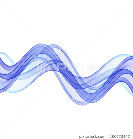 Abstract background transparent blue wave, smooth lines on a white background 100720447