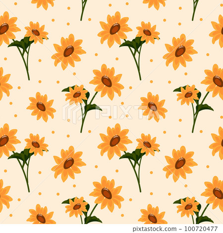 Seamless pattern, sunflower flowers on a light background. Background, textile, wallpaper, vector Seamless pattern, sunflower flowers on a light background. Background, textile, wallpaper, vector 100720477