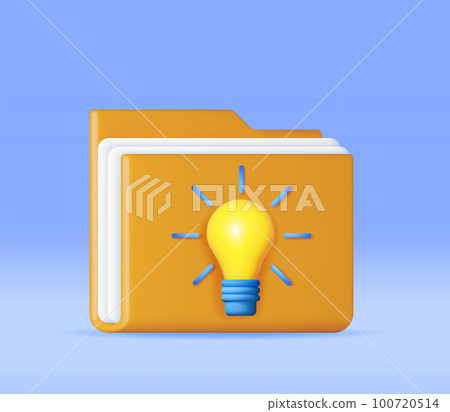 3D Business Folder full of Papers and Idea Bulb 3D Business Folder full of Papers and Idea Bulb 100720514
