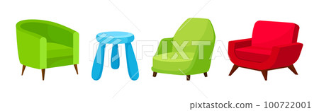 Chair as Seat and Piece of Furniture Vector Set Chair as Seat and Piece of Furniture Vector Set 100722001
