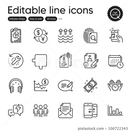 Set of Education outline icons. Contains icons as Music phone, Group and Mail correspondence elements. Algorithm, Calendar, Puzzle web signs. Inspect, Payment, Message elements. Vector Set of Education outline icons. Contains icons as Music phone, Group and Mail correspondence elements. Algorithm, Calendar, Puzzle web signs. Inspect, Payment, Message elements. Vector 100722343