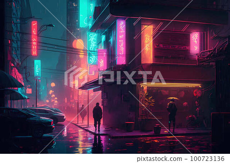 Cyberpunk Street Background