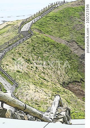 柔和風格“Cape Erimo and promenade Hokkaido”插圖圖像 柔和風格“Cape Erimo and promenade Hokkaido”插圖圖像 100723596