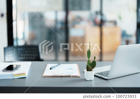 Business work concept, important documents, computer, smartphone mobile on desk 100723931