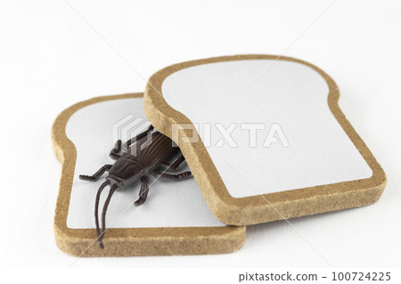 Toy cockroaches and bread. Image of contamination Toy cockroaches and bread. Image of contamination 100724225