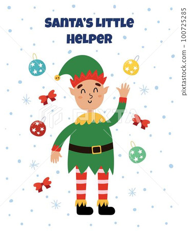 Santa s Little Helper greeting card with a cute Christmas elf. Santa s Little Helper greeting card with a cute Christmas elf. 100725285