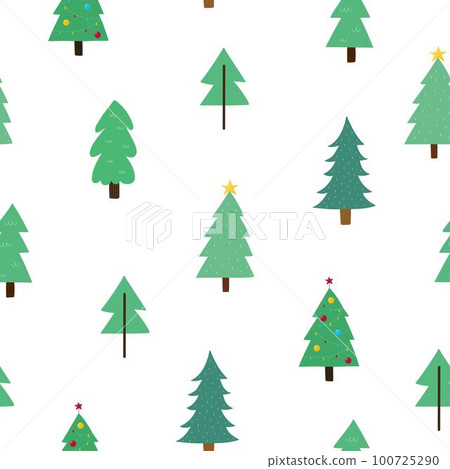 Christmas trees seamless pattern. Cute winter background. Funny xmas holiday wallpaper 100725290