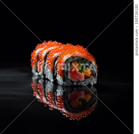 Sushi rolls on black background Sushi rolls on black background 100726180