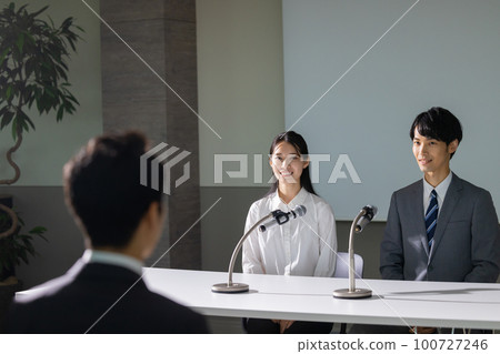 engagement interview style couple 100727246