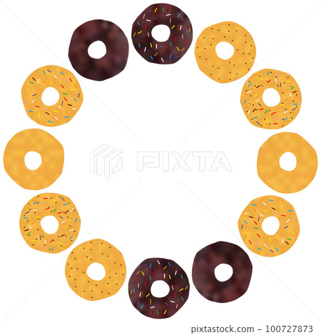 "6 types of donuts" plain chocolate chocolate chip each colorful frame "6 types of donuts" plain chocolate chocolate chip each colorful frame 100727873
