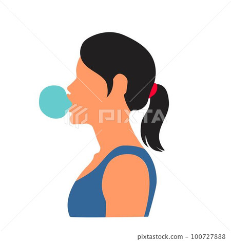 woman blowing bubble gum vector woman blowing bubble gum vector 100727888