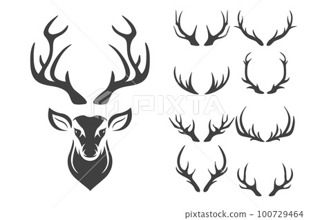 Vector Reindeer Horns, Antlers. Deer Horn Silhouettes. Hand Drawn Deers Horn, Antler Set. Animal Antler Collection. Design Elements of Deer. Wildlife Hunters, Hipster, Christmas and New Year concept Vector Reindeer Horns, Antlers. Deer Horn Silhouettes. Hand Drawn Deers Horn, Antler Set. Animal Antler Collection. Design Elements of Deer. Wildlife Hunters, Hipster, Christmas and New Year concept 100729464