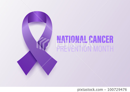 National Cancer Prevention Month Banner, Card, Placard with Vector 3d Realistic Lavender Ribbon on White Background. Cancer Prevention Awareness Month Symbol Closeup. World Cancer Day Concept National Cancer Prevention Month Banner, Card, Placard with Vector 3d Realistic Lavender Ribbon on White Background. Cancer Prevention Awareness Month Symbol Closeup. World Cancer Day Concept 100729476