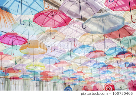 福島縣豬苗代町香草園色彩繽紛的“雨傘天空” 100730466