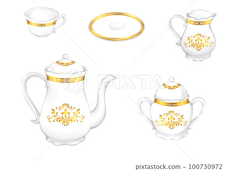 antique gold tea set 100730972