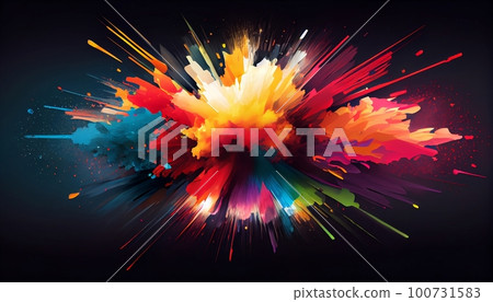 Generative AI, Illustration, Rainbow Explosion: Capture the explosive energy of a rainbow-colored burst, with bold and vibrant colors Generative AI, Illustration, Rainbow Explosion: Capture the explosive energy of a rainbow-colored burst, with bold and vibrant colors 100731583