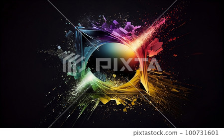 the effect of light passing through a prism, with bright bursts of rainbow-colored light that emanate from the center, Generative AI, Illustration 100731601