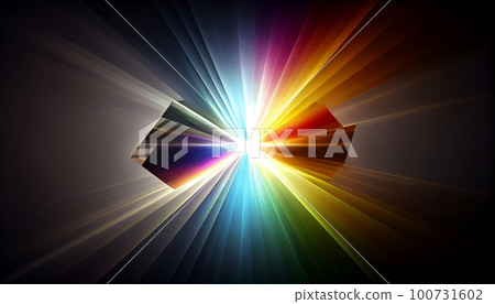 the effect of light passing through a prism, with bright bursts of rainbow-colored light that emanate from the center, Generative AI, Illustration 100731602