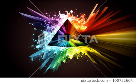 the effect of light passing through a prism, with bright bursts of rainbow-colored light that emanate from the center, Generative AI, Illustration 100731604