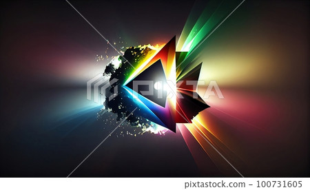 the effect of light passing through a prism, with bright bursts of rainbow-colored light that emanate from the center, Generative AI, Illustration the effect of light passing through a prism, with bright bursts of rainbow-colored light that emanate from the center, Generative AI, Illustration 100731605