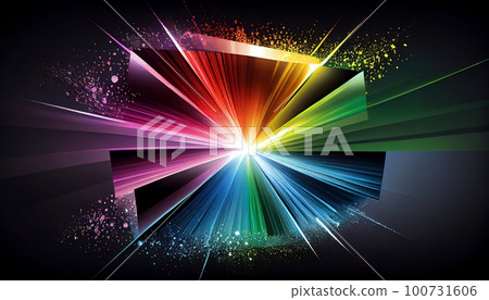 the effect of light passing through a prism, with bright bursts of rainbow-colored light that emanate from the center, Generative AI, Illustration 100731606