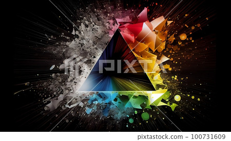 the effect of light passing through a prism, with bright bursts of rainbow-colored light that emanate from the center, Generative AI, Illustration the effect of light passing through a prism, with bright bursts of rainbow-colored light that emanate from the center, Generative AI, Illustration 100731609