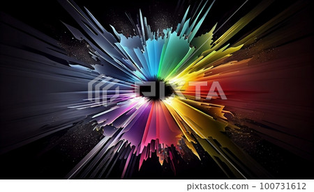 the effect of light passing through a prism, with bright bursts of rainbow-colored light that emanate from the center, Generative AI, Illustration 100731612