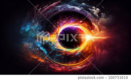 the beauty and wonder of outer space, with a rainbow-colored burst of light and energy, Generative AI, Illustration 100731618