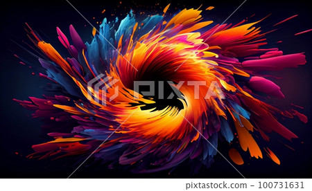 the explosion of colorful energy that radiates from the center of the image, Generative AI, Illustration the explosion of colorful energy that radiates from the center of the image, Generative AI, Illustration 100731631