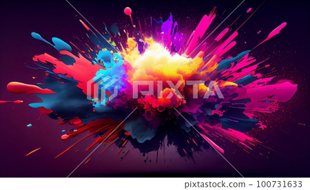 the explosion of colorful energy that radiates from the center of the image, Generative AI, Illustration the explosion of colorful energy that radiates from the center of the image, Generative AI, Illustration 100731633