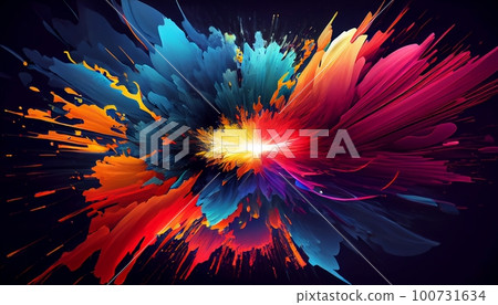 the explosion of colorful energy that radiates from the center of the image, Generative AI, Illustration the explosion of colorful energy that radiates from the center of the image, Generative AI, Illustration 100731634