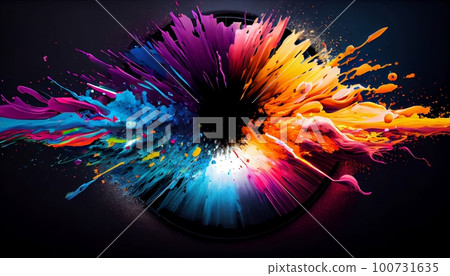 the explosion of colorful energy that radiates from the center of the image, Generative AI, Illustration the explosion of colorful energy that radiates from the center of the image, Generative AI, Illustration 100731635