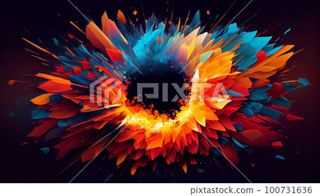 the explosion of colorful energy that radiates from the center of the image, Generative AI, Illustration the explosion of colorful energy that radiates from the center of the image, Generative AI, Illustration 100731636