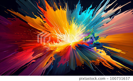 the explosion of colorful energy that radiates from the center of the image, Generative AI, Illustration the explosion of colorful energy that radiates from the center of the image, Generative AI, Illustration 100731637