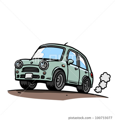 一輛汽車在鄉間小路上行駛的插圖(淡綠色) 一輛汽車在鄉間小路上行駛的插圖(淡綠色) 100733077