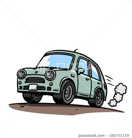 Illustration of a car running lightly on a country road (pastel green) Illustration of a car running lightly on a country road (pastel green) 100733159