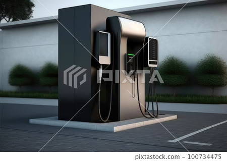 electric car charging station, with sleek and modern design, created with generative ai electric car charging station, with sleek and modern design, created with generative ai 100734475