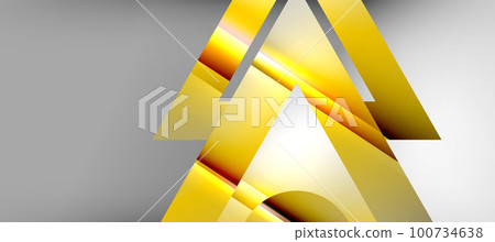 Trendy minimal geometric composition abstract background. Shadow lines and lights on glossy triangles backdrop. Vector Illustration For Wallpaper, Banner, Background, Card, Book Illustration Trendy minimal geometric composition abstract background. Shadow lines and lights on glossy triangles backdrop. Vector Illustration For Wallpaper, Banner, Background, Card, Book Illustration 100734638