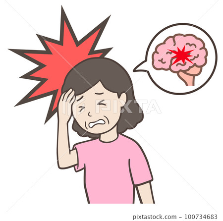中年婦女,因中風、腦梗塞、腦出血而表情痛苦的阿姨 中年婦女,因中風、腦梗塞、腦出血而表情痛苦的阿姨 100734683