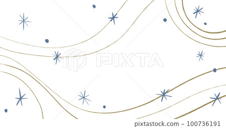 Starry night moon star night sky decorative gold blue ornament illustration art 100736191