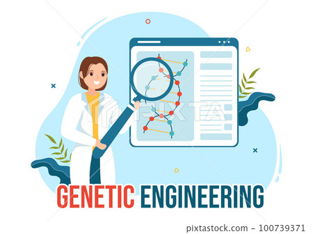 Genetic Engineering and DNA Modifications Illustration with Genetics Research or Experiment Scientists in Flat Cartoon Hand Drawn Templates 100739371