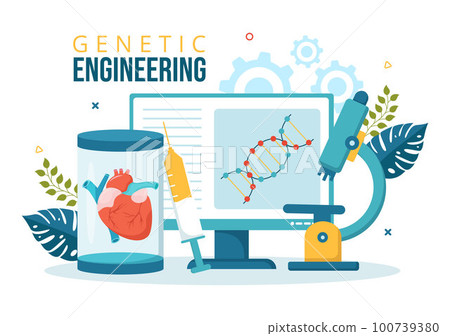 Genetic Engineering and DNA Modifications Illustration with Genetics Research or Experiment Scientists in Flat Cartoon Hand Drawn Templates Genetic Engineering and DNA Modifications Illustration with Genetics Research or Experiment Scientists in Flat Cartoon Hand Drawn Templates 100739380