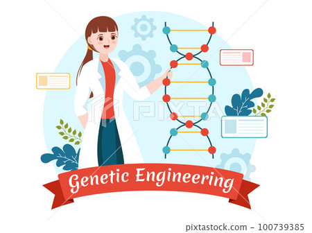 Genetic Engineering and DNA Modifications Illustration with Genetics Research or Experiment Scientists in Flat Cartoon Hand Drawn Templates Genetic Engineering and DNA Modifications Illustration with Genetics Research or Experiment Scientists in Flat Cartoon Hand Drawn Templates 100739385