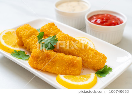 fried fish finger stick or french fries fish 100740663