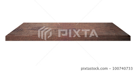 Wooden shelf on isolated white background with space 100740733