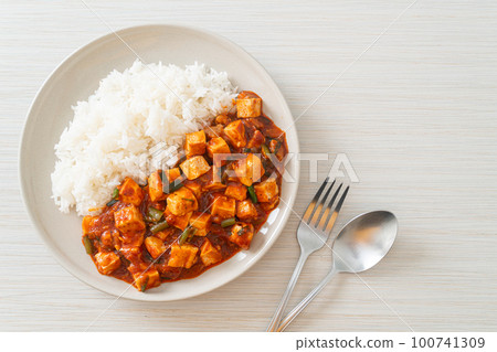 Mapo Tofu - The traditional Sichuan dish of silken tofu and ground beef, packed with mala flavor from chili oil and Sichuan peppercorns. Mapo Tofu - The traditional Sichuan dish of silken tofu and ground beef, packed with mala flavor from chili oil and Sichuan peppercorns. 100741309